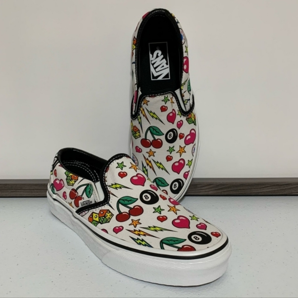 Vans Classic Slip-Ons Nostalgia Girl Multi/True Sneaker Shoes-Size 9.5